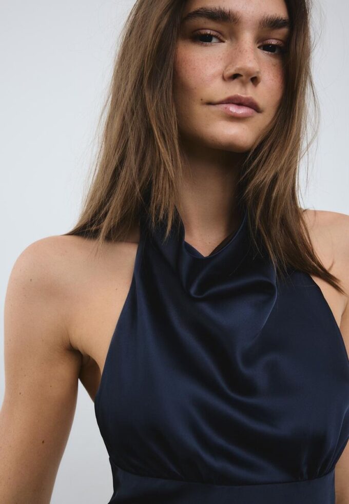 Short Satin Halterneck Dress