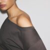 Short Sleeve Boat Neck T-Shirt with Gathers