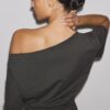 Short Sleeve Boat Neck T-Shirt with Gathers