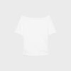 Short Sleeve Boat Neck T-Shirt with Gathers