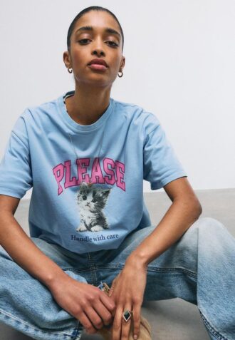 Short Sleeve T-Shirt with Graphic and Appliqua