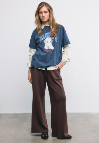 Short Sleeve T-Shirt with Graphic and Appliqua