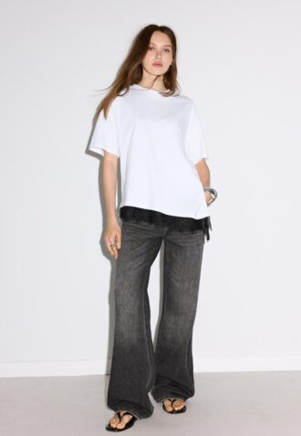Short Sleeve T-Shirt with Lace Hem