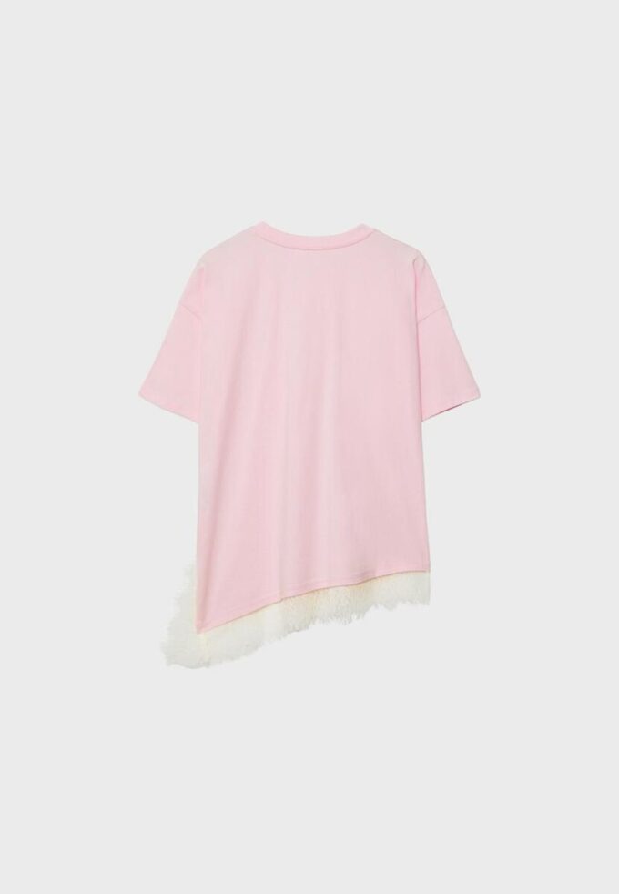 Short Sleeve T-Shirt with Lace Hem Short Sleeve T-Shirt with Lace Hem