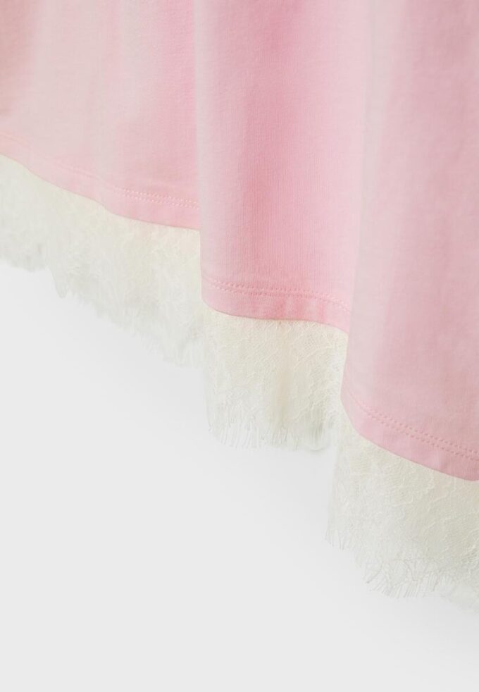 Short Sleeve T-Shirt with Lace Hem Short Sleeve T-Shirt with Lace Hem
