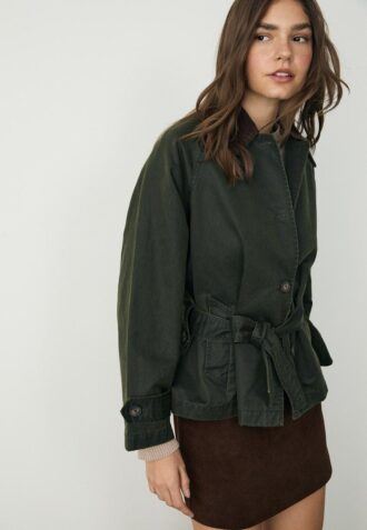 Short Waxed Trench Coat with Belt Short Waxed Trench Coat with Belt