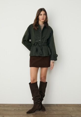 Short Waxed Trench Coat with Belt Short Waxed Trench Coat with Belt