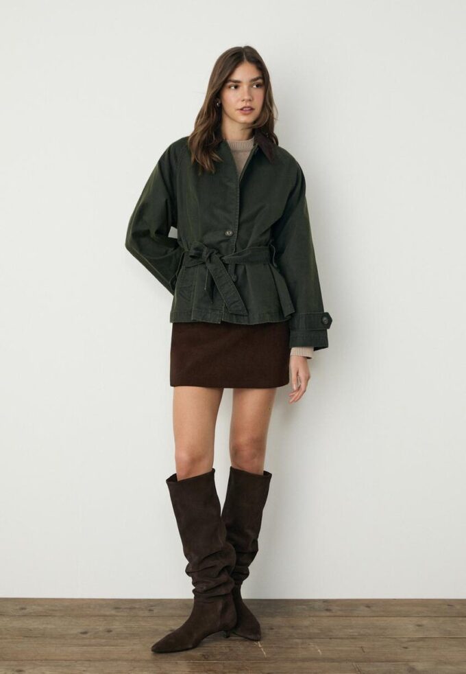 Short Waxed Trench Coat with Belt Short Waxed Trench Coat with Belt