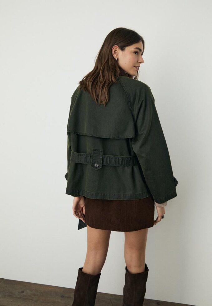 Short Waxed Trench Coat with Belt Short Waxed Trench Coat with Belt