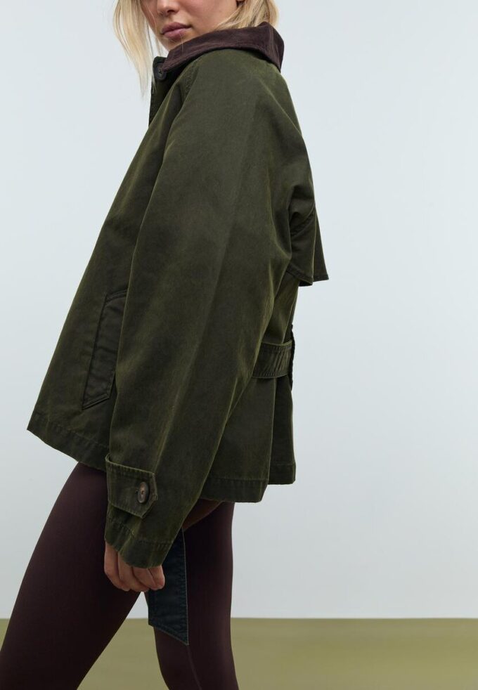 Short Waxed Trench Coat with Belt Short Waxed Trench Coat with Belt