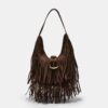 Shoulder Bag with Fringe and Buckle Detail