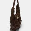 Shoulder Bag with Fringe and Buckle Detail