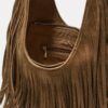 Shoulder Bag with Fringe and Buckle Detail