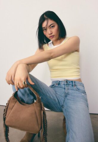 Shoulder Bag with Side Fringes