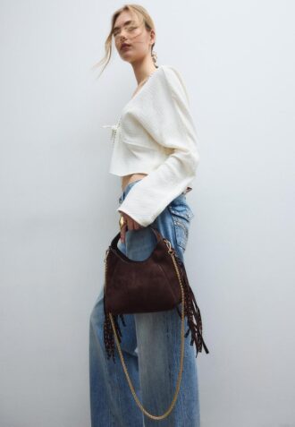 Shoulder Bag with Side Fringes