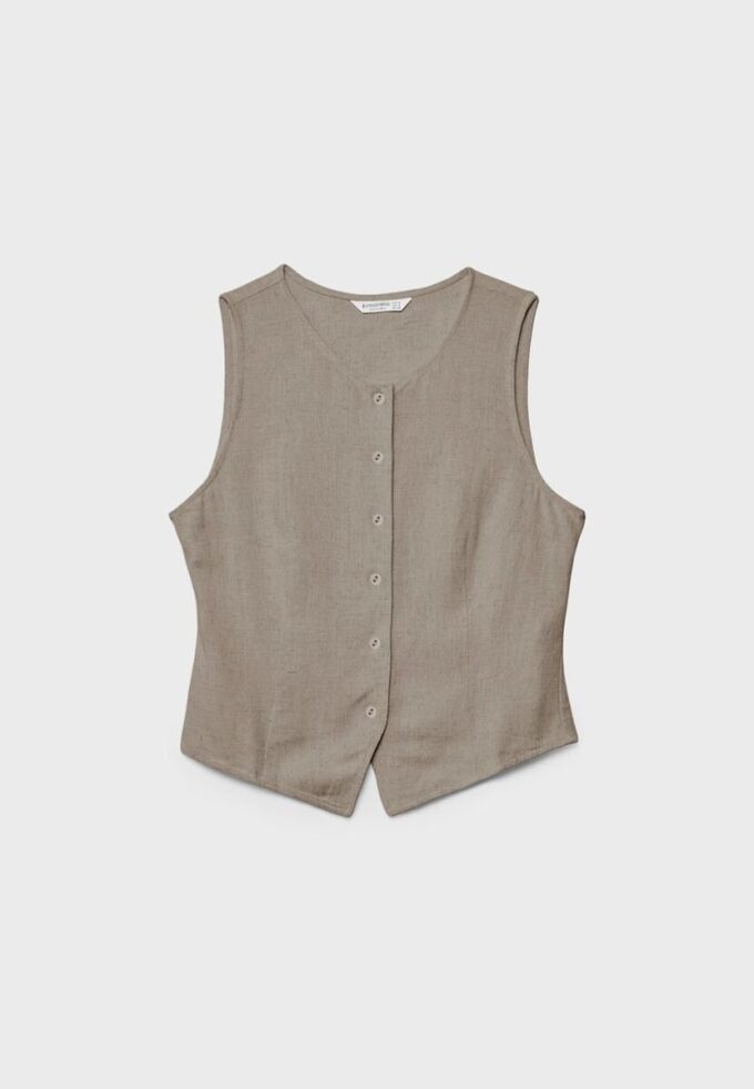 Sleeveless Buttoned Top