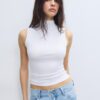 Sleeveless Funnel Neck T-Shirt