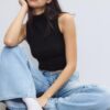 Sleeveless Funnel Neck T-Shirt