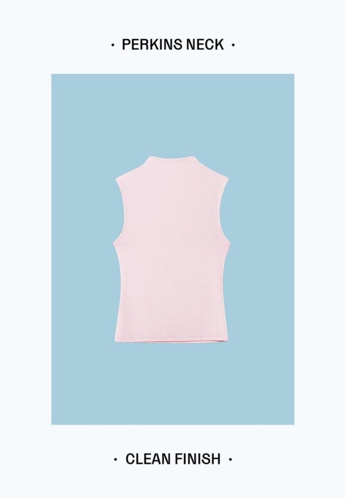 Sleeveless Funnel Neck T-Shirt