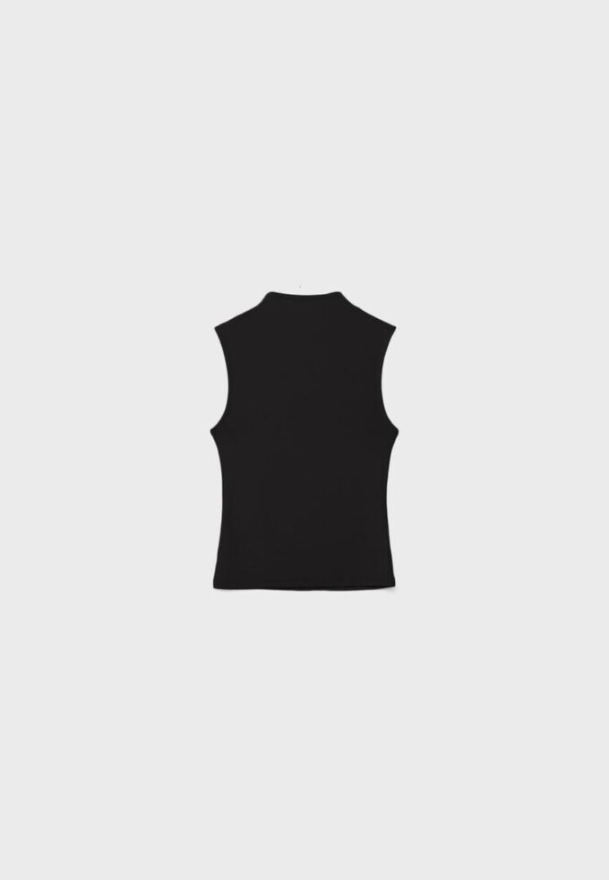 Sleeveless Funnel Neck T-Shirt