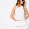 Sleeveless T-Shirt with Stud Embroidery
