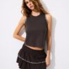 Sleeveless T-Shirt with Stud Embroidery