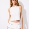 Sleeveless T-Shirt with Stud Embroidery