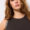 Sleeveless T-Shirt with Stud Embroidery