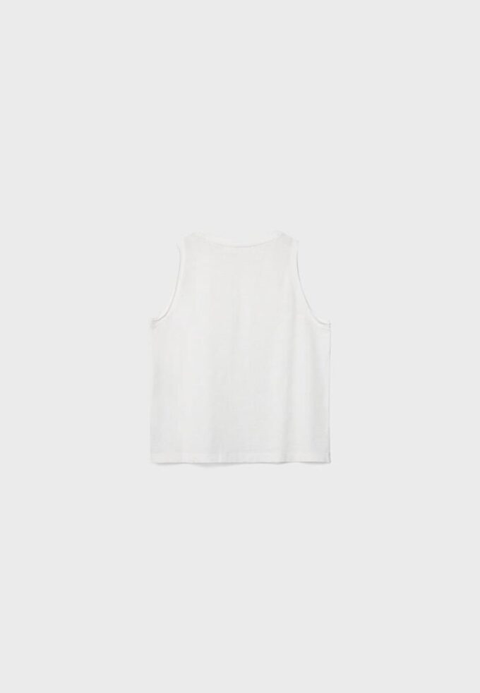 Sleeveless T-Shirt with Stud Embroidery
