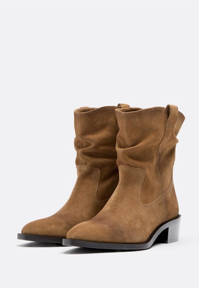Slouchy Cowboy Leather Ankle Boots