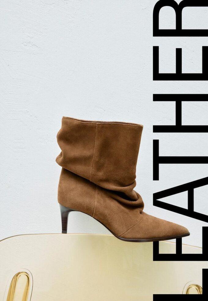 Slouchy Leather Heeled Ankle Boots