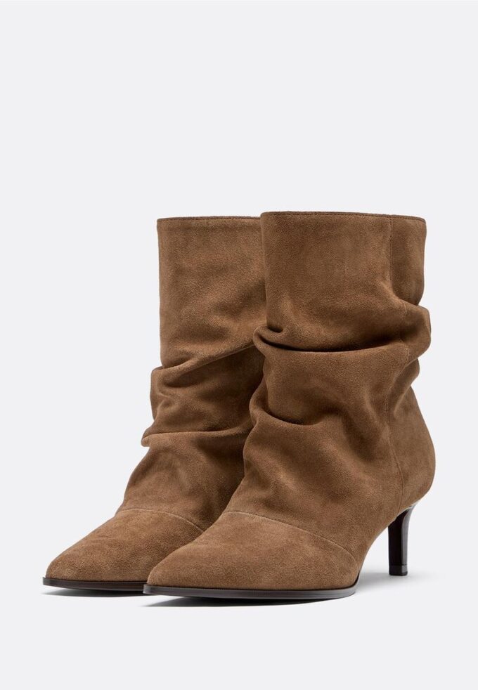 Slouchy Leather Heeled Ankle Boots