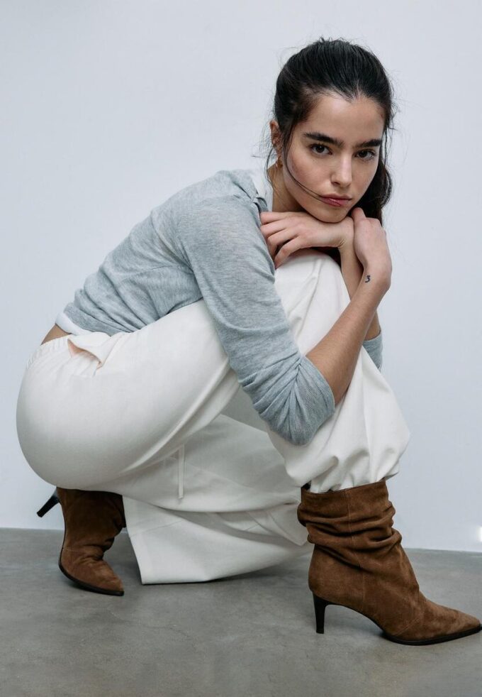 Slouchy Leather Heeled Ankle Boots