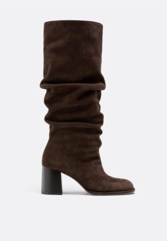 Slouchy Leather Heeled Boots