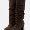 Slouchy Leather Heeled Boots