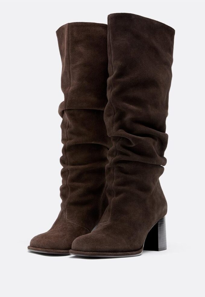 Slouchy Leather Heeled Boots