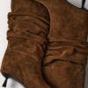 Slouchy Leather Kitten Heel Boots