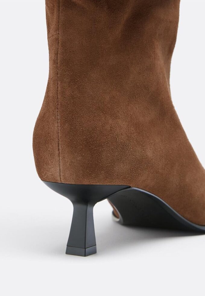 Slouchy Leather Kitten Heel Boots