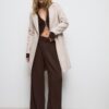 Soft-Touch Button-Up Midi Coat