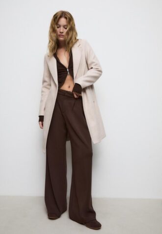Soft-Touch Button-Up Midi Coat