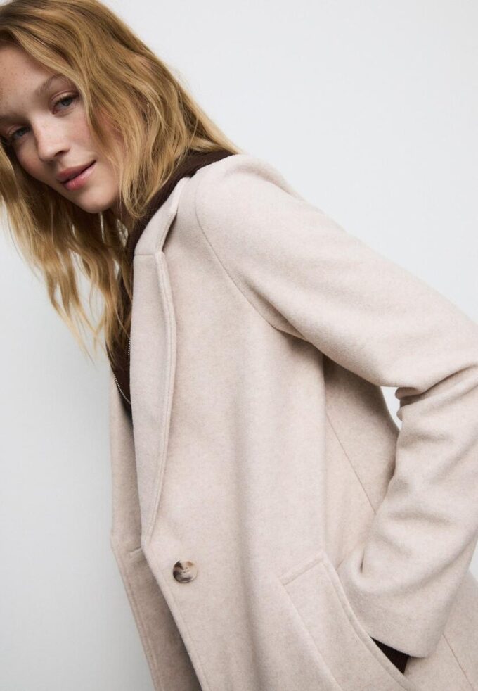 Soft-Touch Button-Up Midi Coat