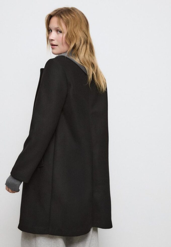 Soft-Touch Button-Up Midi Coat