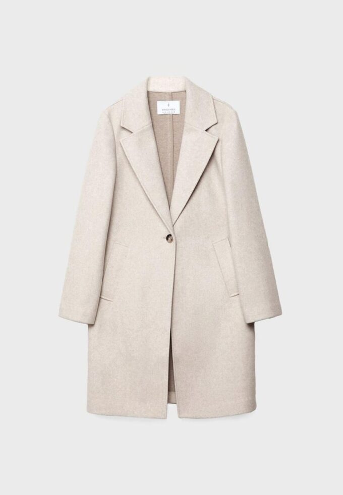 Soft-Touch Button-Up Midi Coat
