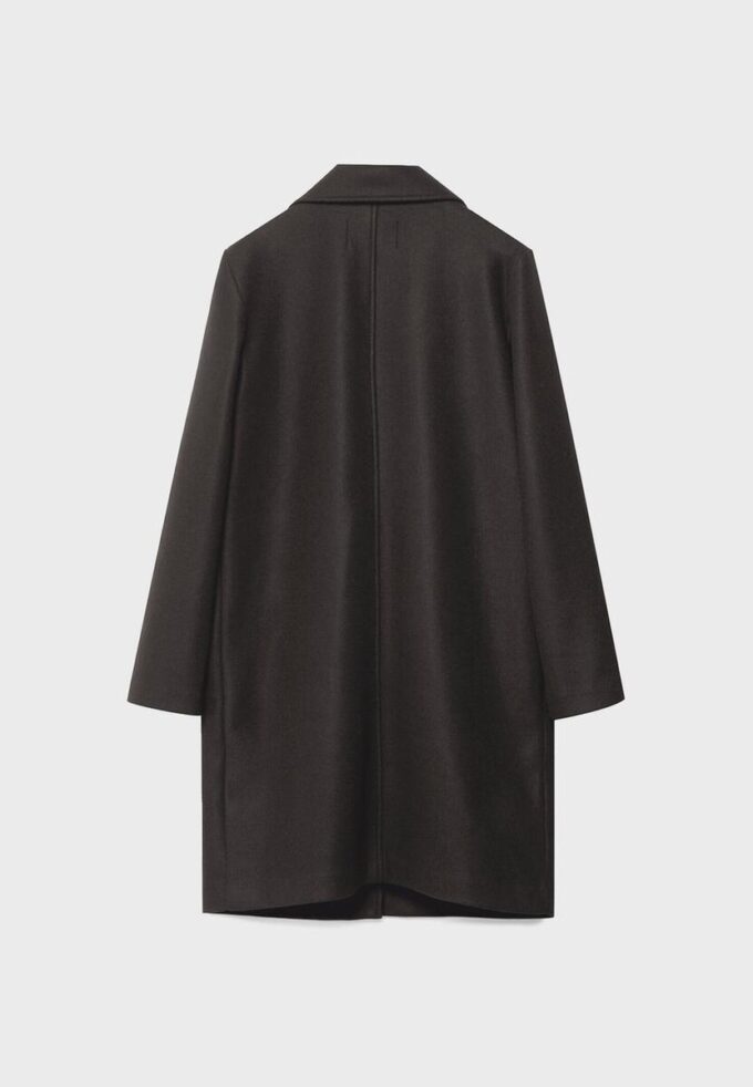 Soft-Touch Button-Up Midi Coat