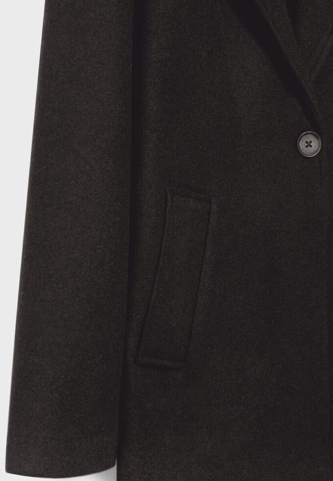 Soft-Touch Button-Up Midi Coat