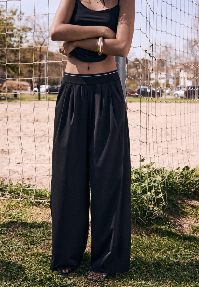 Soft-Touch Elasticated Waist Palazzo Joggers