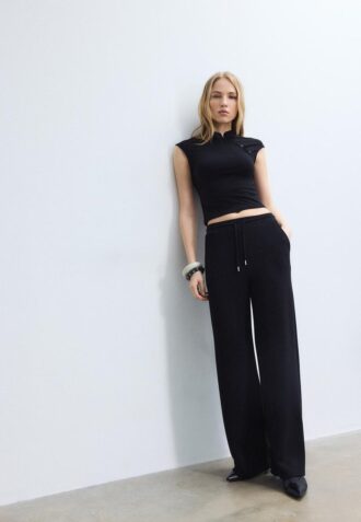 Soft-Touch Palazzo Jogger Trousers
