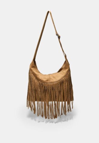 Soft Touch Shoulder Bag with Fringe Detail