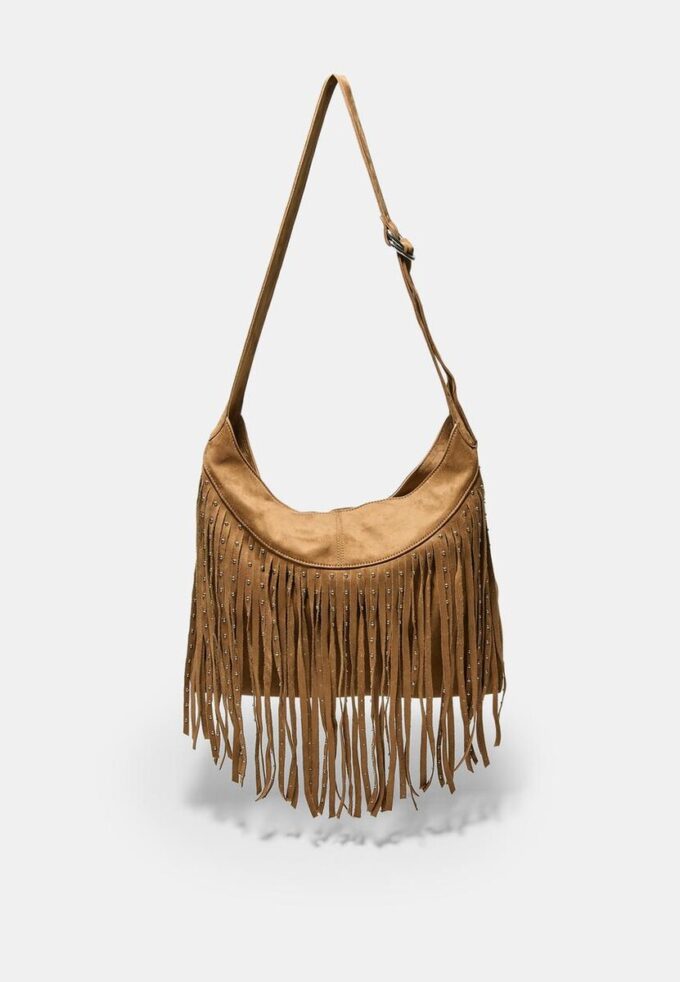 Soft Touch Shoulder Bag with Fringe Detail