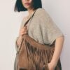 Soft Touch Shoulder Bag with Fringe Detail